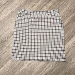 Lands‎ End Womens Houndstooth Knit Skirt Tan Black Size L 14-16 Pull On Pockets
